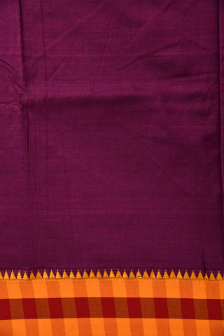Checked Border Dark Violet Dharwad Cotton Saree