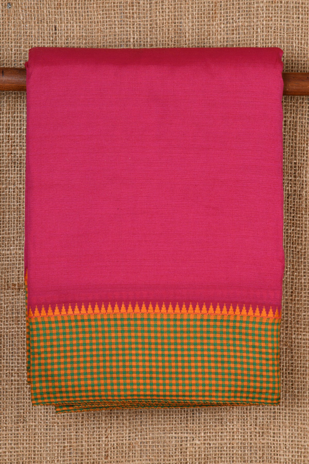 Checked Border With Pink Dharwad Cotton Saree