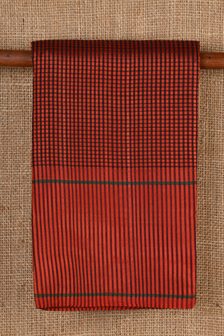 Checked Brown Koorainadu Silk Cotton Saree