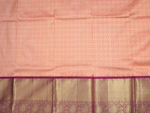 Checked And Floral Peach Pavadai Sattai Material
