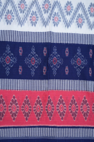 Floral Contrast Border Royal Blue Pochampally Cotton Saree