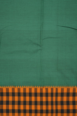 Checked Border Forest Green Dharwad Cotton Saree