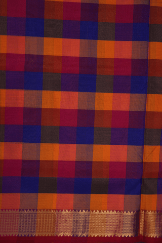 Checked Design Multicolor Nine Yards Silk Cotton Saree