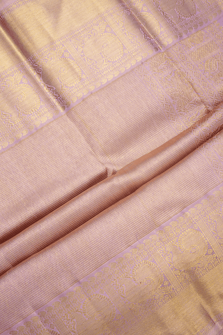 Checked With Buttis Beige Tissue Kanchipuram Silk Saree