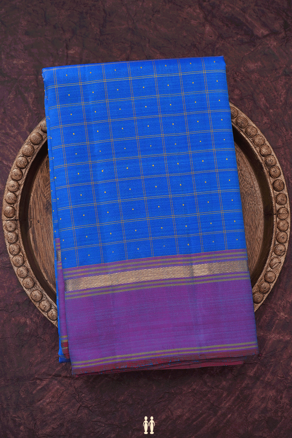 Checked With Buttis Royal Blue Kanchipuram Silk Saree