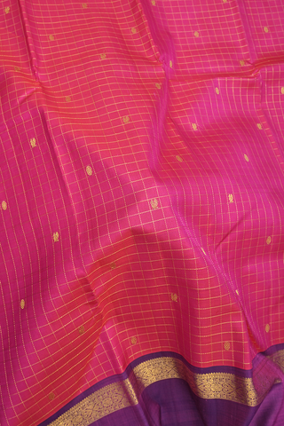 Checked With Zari Buttis Rani Pink Kanchipuram Silk Saree
