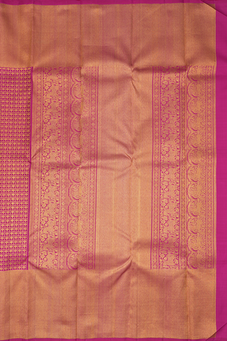 Checked Zari Motifs Magenta Kanchipuram Silk Saree