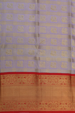 Checks And Annam Buttas Pastel Lavender Kanchipuram Silk Saree