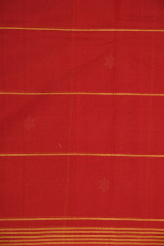 Checks And Thread Work Buttis Red Hand Spun Cotton Saree