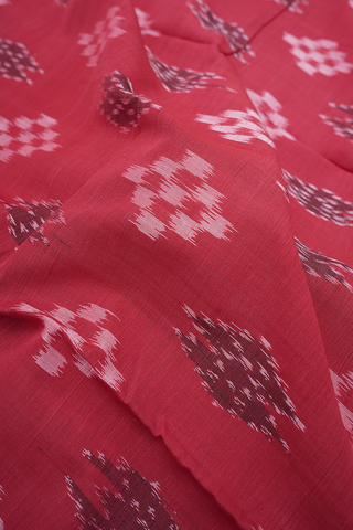 Buttas Design Rust Red Pochampally Cotton Saree