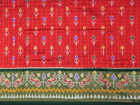 Checks Design Chilli Red Unstitched Pavadai Sattai Material