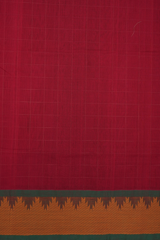 Checks Design Crimson Red Coimbatore Cotton Saree