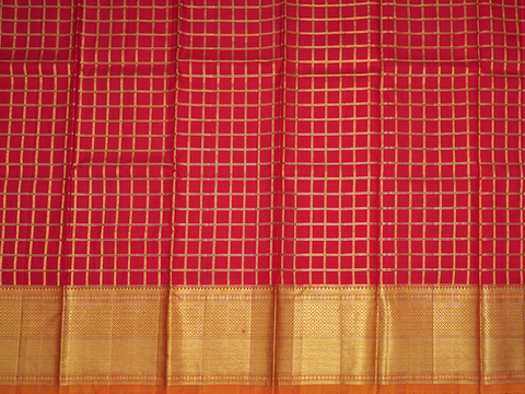 Checks Design Crimson Red Pavadai Sattai Material