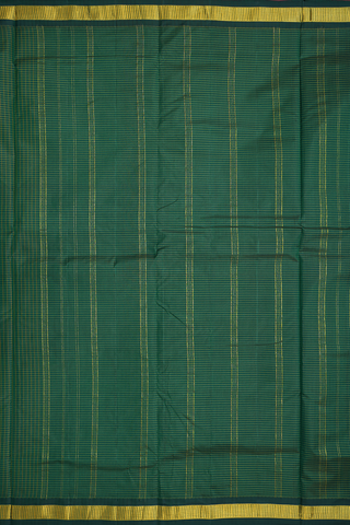 Checks Design Emerald Green Kanchipuram Nine Yards Silk Saree