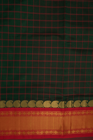 Checks Design Forest Green Traditional Silk Cotton Saree