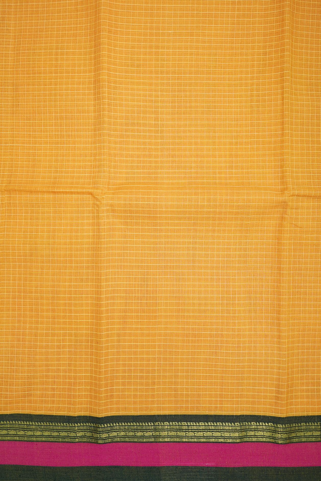 Checks Design Golden Yellow Narayanpet Cotton Saree