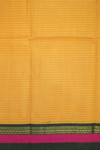 Checks Design Golden Yellow Narayanpet Cotton Saree