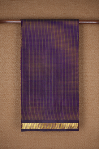 Checks Design Grape Purple Kanchipuram Nine Yards Silk Saree