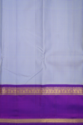 Checks Design Green And Purple Kanchipuram Silk Saree