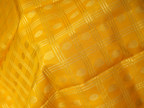 Checks Design Honey Yellow Pavadai Sattai Material