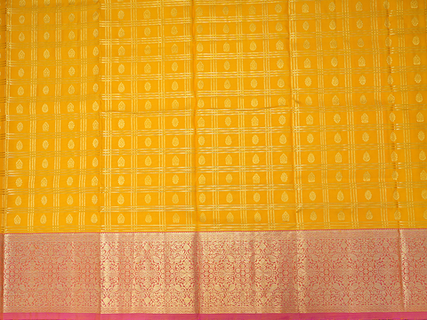 Checks Design Honey Yellow Pavadai Sattai Material