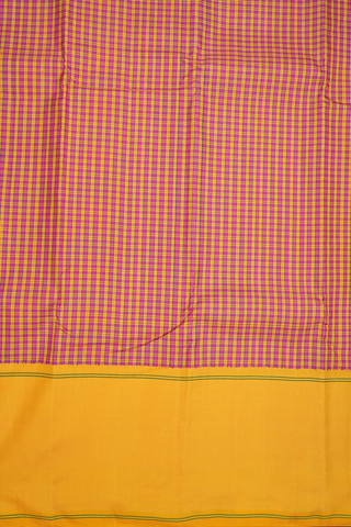 Checks Design Magenta And Mustard Kanchipuram Silk Saree