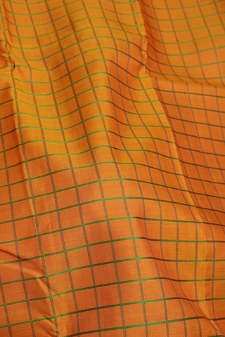 Checks Design Marigold Orange Kanchipuram Silk Saree