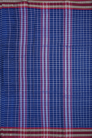 Checks Design Oxford Blue Narayanpet Cotton Saree