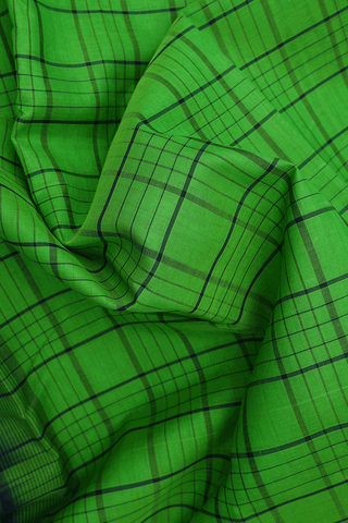 Checks Design Parrot Green Kanchi Cotton Saree