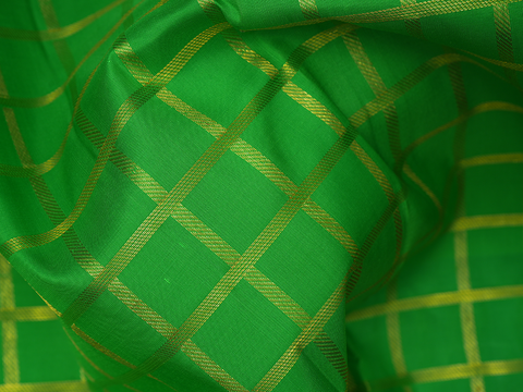Checks Design Parrot Green Pavadai Sattai Material