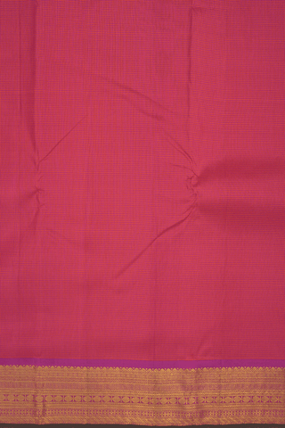 Checks Design Pink And Purple Rose Kanchipuram Silk Saree