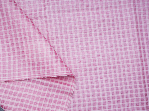 Checks Design Pink Tussar Silk Blouse Material