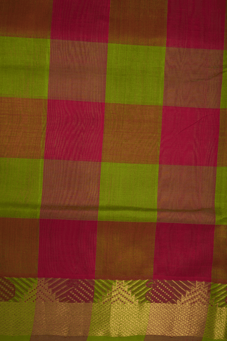 Checks Design Red And Green Traditional Silk Cotton Saree