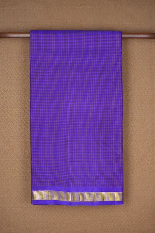 Checks Design Royal Blue Kanchipuram Nine Yards Silk Saree