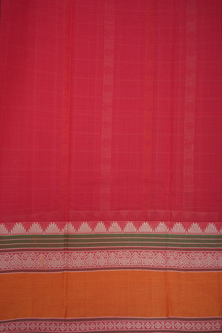 Checks Design Scarlet Red Coimbatore Cotton Saree