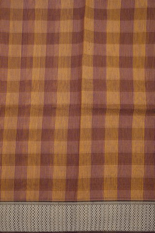 Checks Design Shades Of Brown Maheswari Silk Cotton Saree