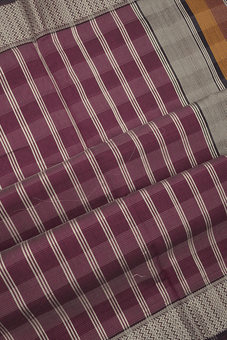 Checks Design Shades Of Brown Maheswari Silk Cotton Saree