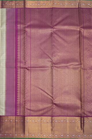 Checks With Zari Motifs Beige Kanchipuram Silk Saree
