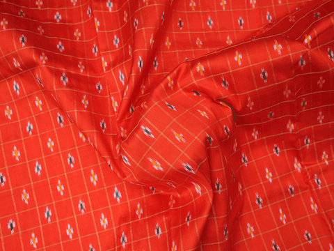 Checks With Buttas Bright Orange Pavadai Sattai Material