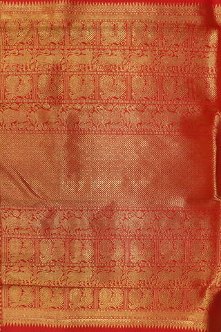 Checks With Buttas Crimson Red Kanchipuram Silk Saree