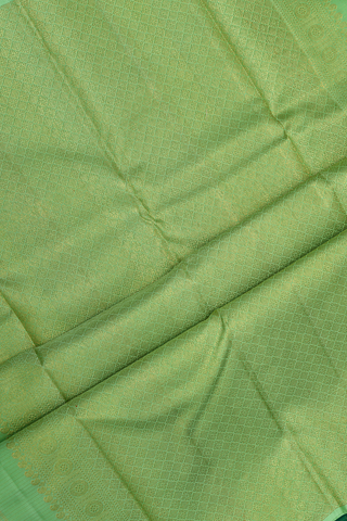 Checks With Buttas Emerald Green Kanchipuram Silk Saree