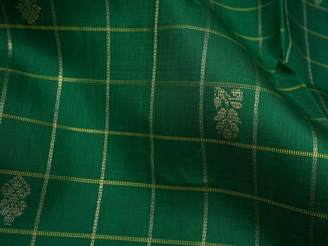 Checks With Buttas Emerald Green Unstitched Pavadai Material