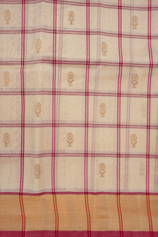 Checks With Buttas Ivory Traditional Silk Cotton Saree
