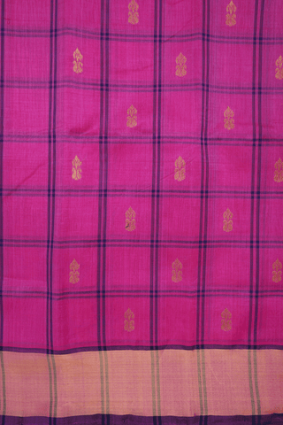 Checks With Buttas Magenta Traditional Silk Cotton Saree