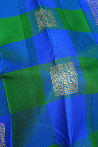 Checks With Zari Motifs Multicolor Kanchipuram Silk Saree