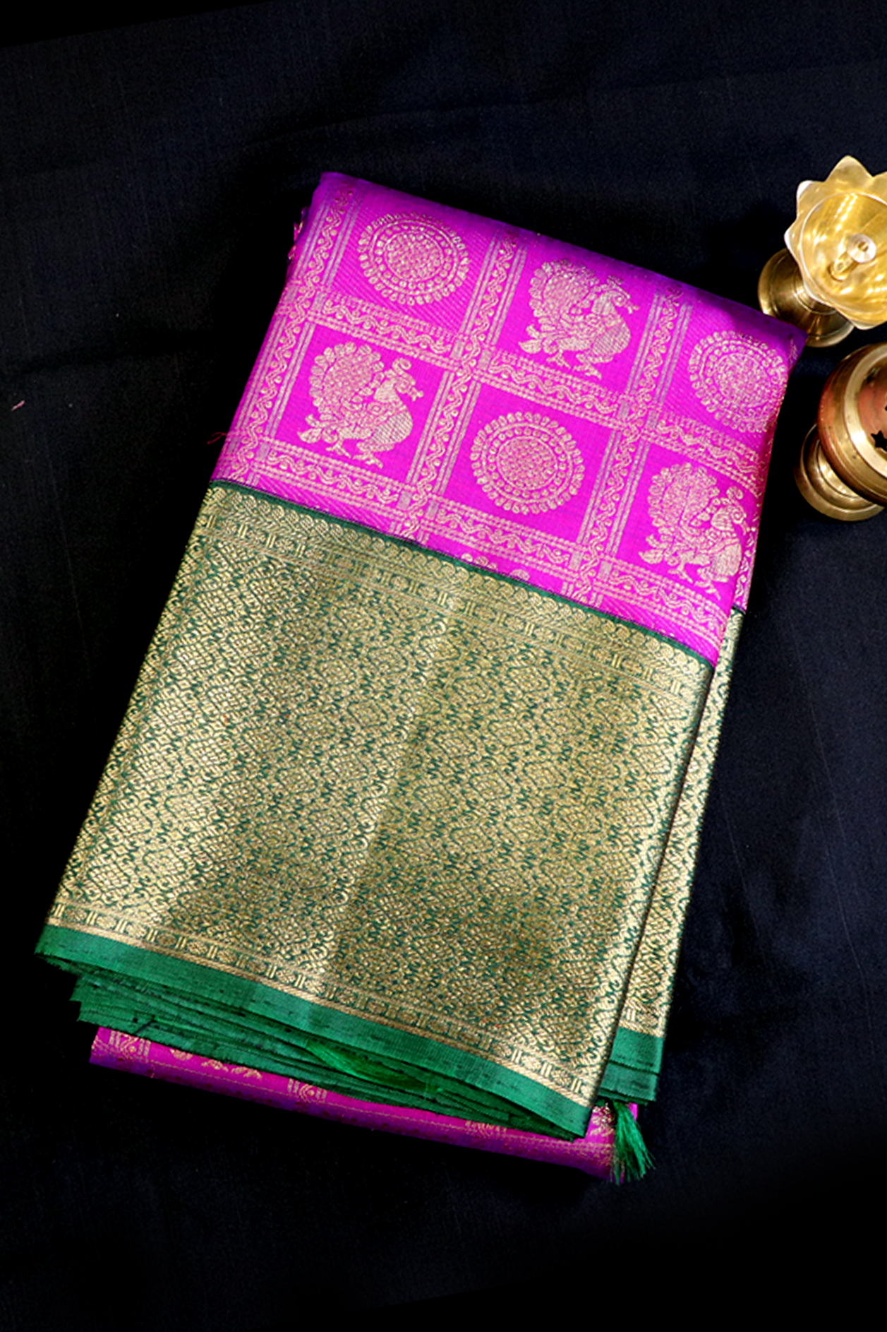 Checks With Buttas Purple Rose Kanchipuram Silk Saree