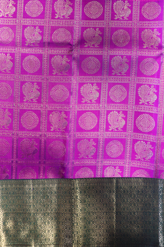 Checks With Buttas Purple Rose Kanchipuram Silk Saree