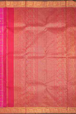 Checks With Zari Motifs Rani Pink Kanchipuram Silk Saree