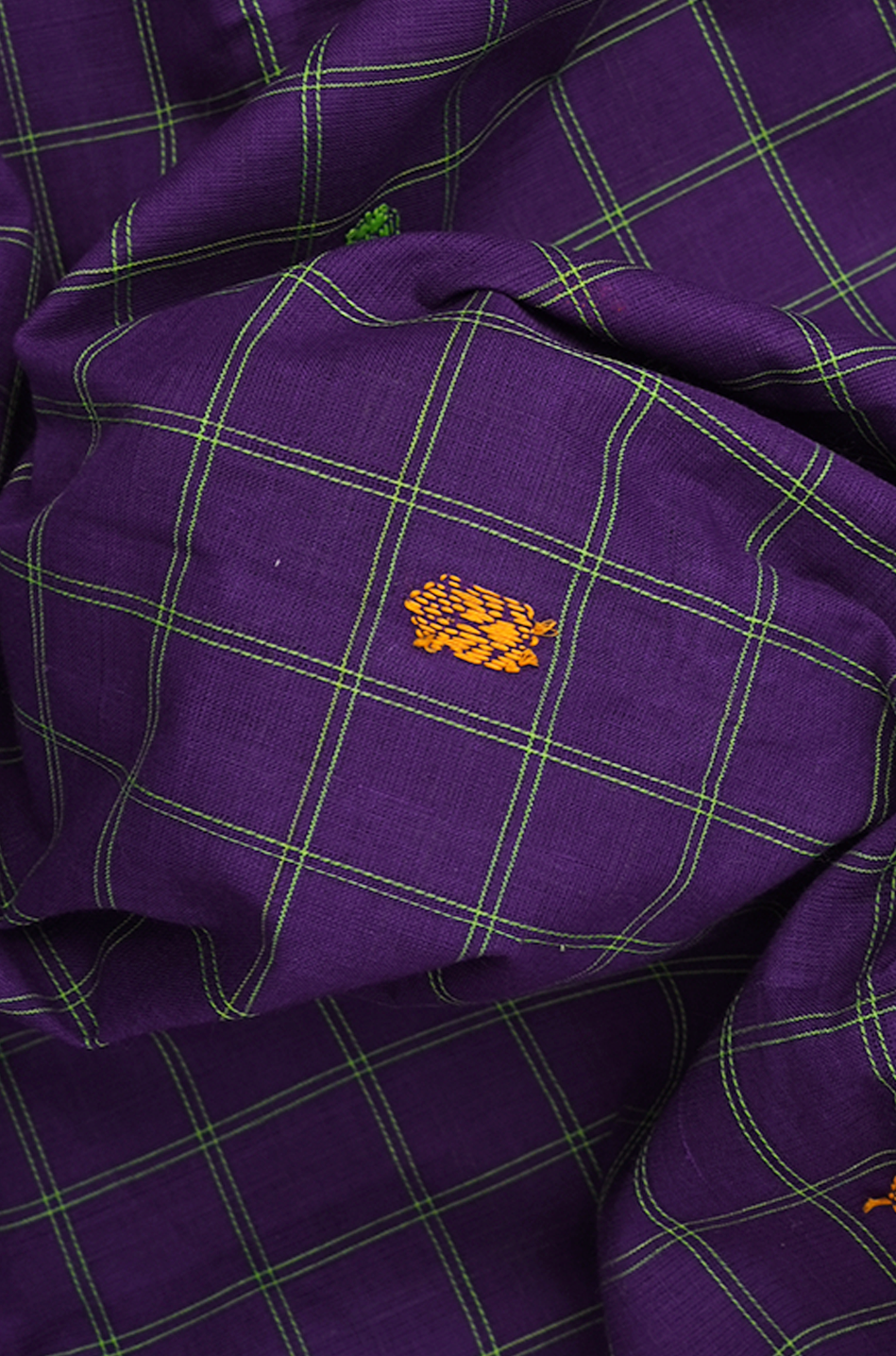 Checks With Buttas Regal Purple Chettinadu Cotton Saree