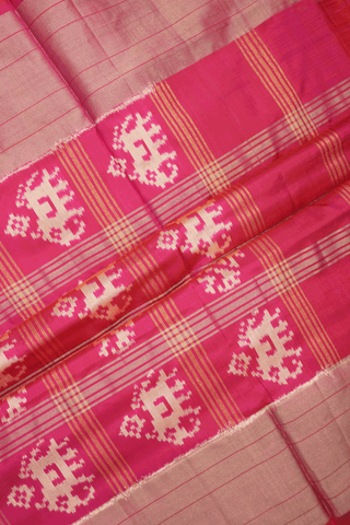 Checks With Buttas Rose Red Pochampally Silk Saree